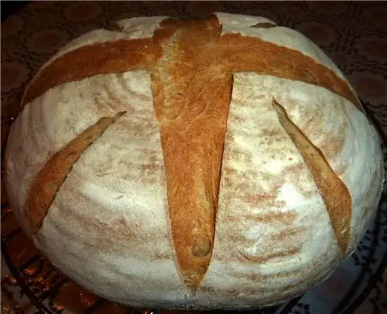 Хлеб пшеничный цельнозерновой на закваске (в духовке)