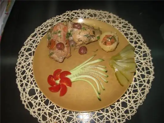 Кролик тушеный с каштанами (мультиварка)