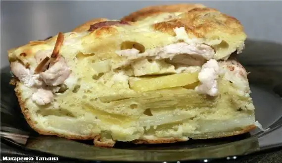 Пирог заливной с курицей и картофелем