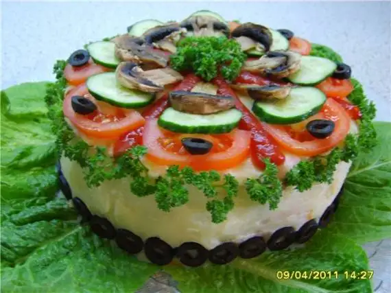 Закусочный грибной торт