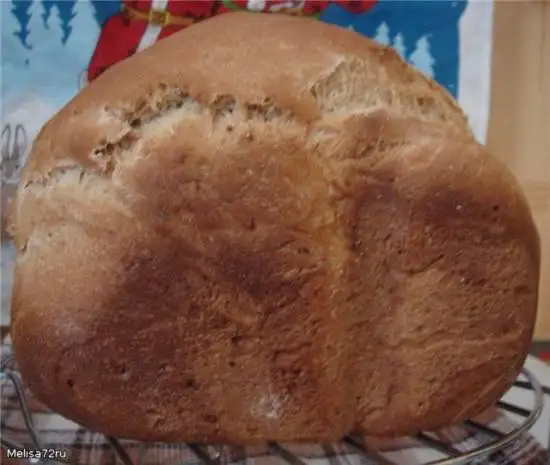 Пшенично-ржаной хлеб с зернами горчицы и пивом (хлебопечка)