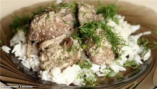 Печень куриная в сметане