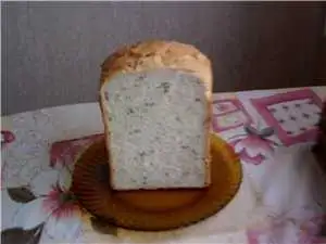 Хлеб с семечками и жареной копченой грудинкой в хлебопечке