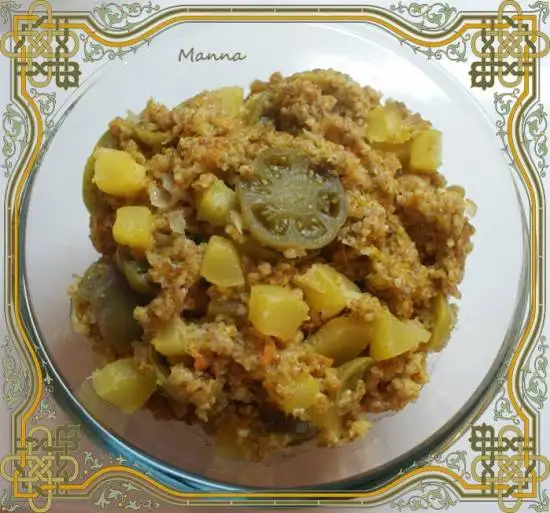 Пшеничная крупка с зелеными помидорами (мультиварка Brand 37501)