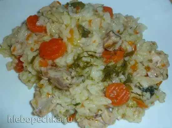 Ризотто с курицей и овощами в скороварке Brand 6050