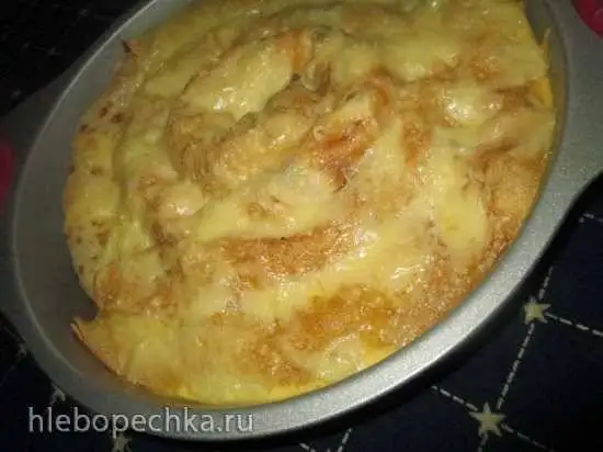 Блинный пирог с грибами и сыром