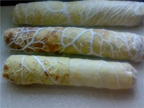 Мясной рулет с налистниками (в свиной сетке)