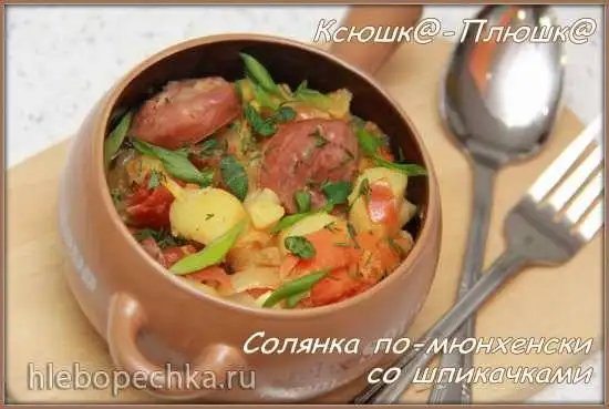 Солянка по-мюнхенски со шпикачками (мультиварка Brand 37501)