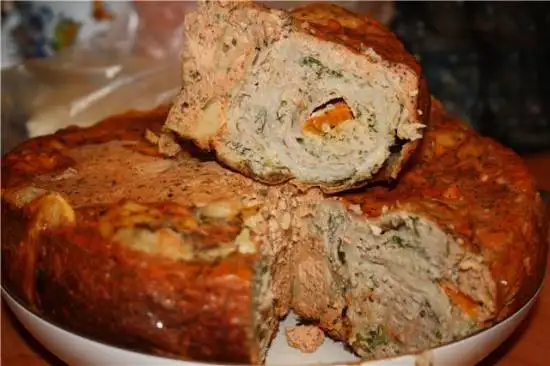 Ленивый мясной пирог с лавашем
