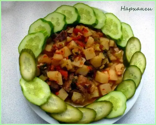 Нарханги - тушеное мясо с овощами по-узбекски (в мультиварке-скороварке Brand 6051)