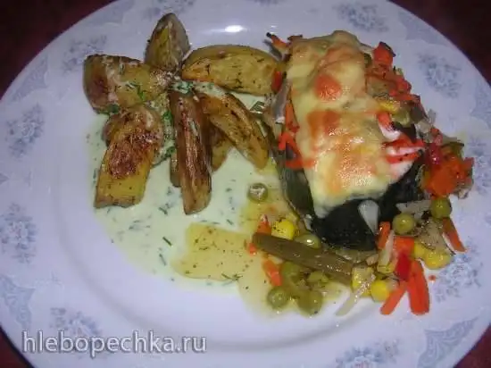 Семга с овощами (духовка)