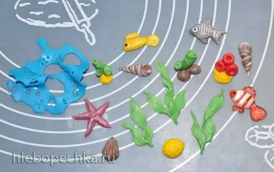 Мастичный  «Морской мир» - водоросли, ракушки, рыбки и прочее (мастер-класс)