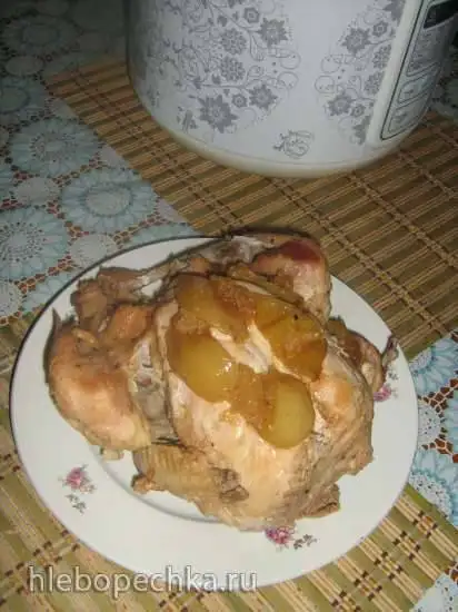 Запеченная  курица с яблоками и медом «Курочка-гламурочка»