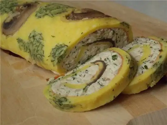 Рулет с курицей и грибами