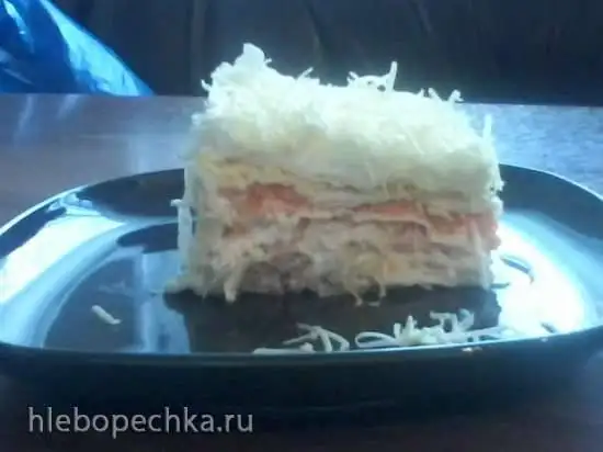 Закусочный пирог-салат «Мимоза» в лаваше