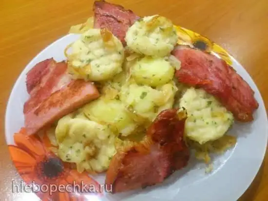 Галушки по-немецки с подкопчённым окороком