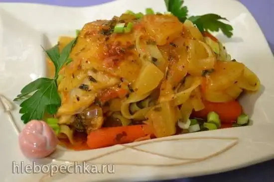 Курица с ананасом и пастой