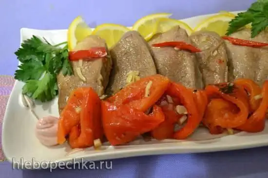 Язык говяжий, маринованный со сладким перцем