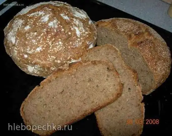 Многозерновой хлеб на кефирной закваске, без замеса (в духовке)