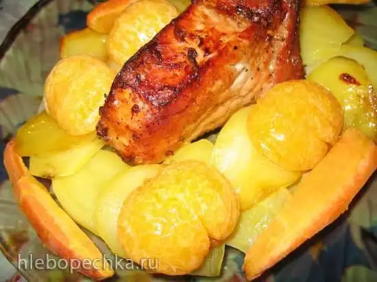 Каре из свинины с мандаринами