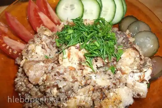 Томленая гречка с куриной грудкой и грибами в мультиварке-скороварке Steba DD1