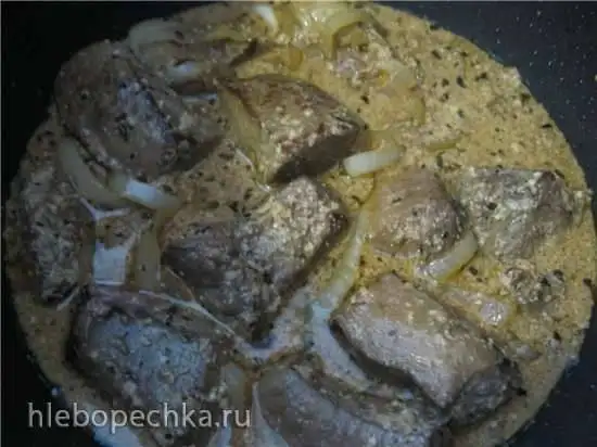 Печень в сливках в мультиварке Cucoo