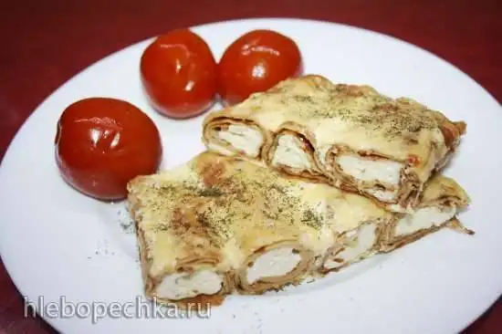 Блинчики гречишные, запеченные с сыром и творогом