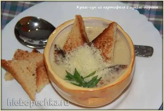 Крем-суп из картофеля с луком-пореем и тостами (мультиварка Brand 701)