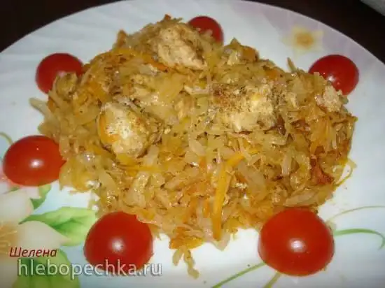 Квашеная капуста, тушённая с кусочками замороженного фарша (Polaris 0305)