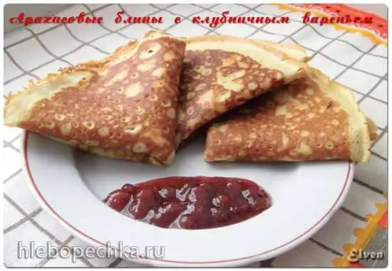 Арахисовые блины с клубничным вареньем