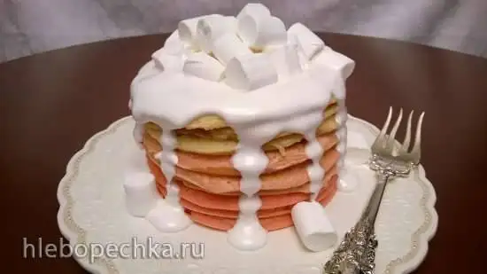 Розовые блины с маршмеллоу