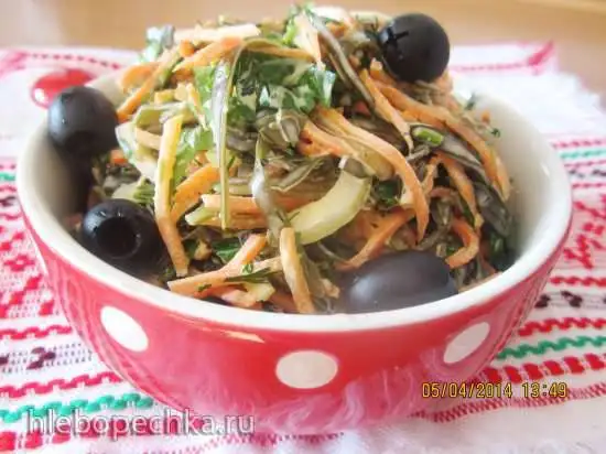 Салат по рыбацки с морской капустой