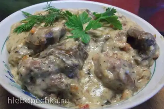 Мясо с грибами в сырном соусе (мультиварка-скороварка Steba DD1)