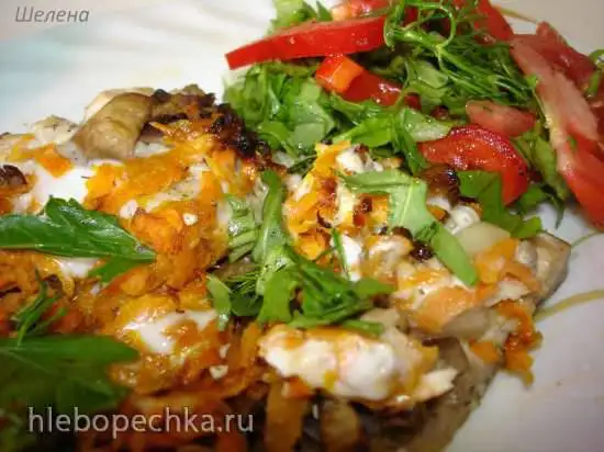 Скумбрия с грибами и морковью в аэрогриле (постное блюдо)