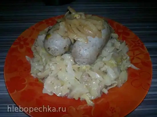 Молодая тушеная капуста с домашними колбасками (Philips 3134/00)