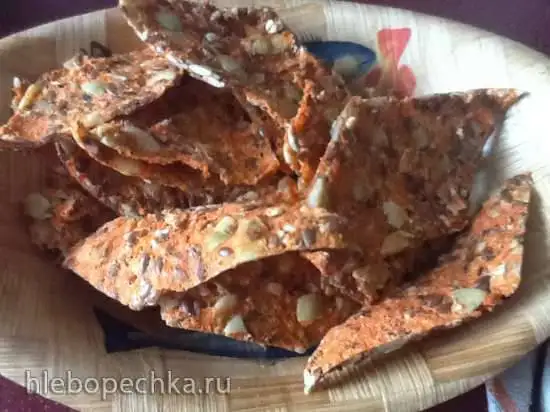 Морковные чипсы со злаками и орехами в дегидраторе Sedona Combo SD-P9150 и других сушилках