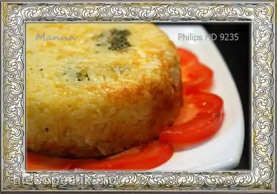 Рисовая запеканка с брокколи и цветной капустой под сырным соусом в мультипечи Philips HD9235