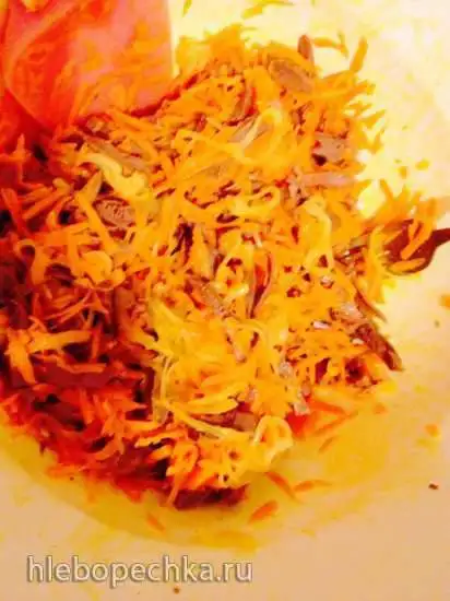 Салат из куриных сердечек и морковки