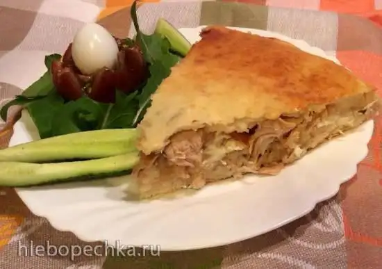 Пирог с рисом, курицей и перепелиными яйцами (пиццепечь Принцесс)