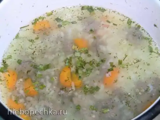 Детский рисовый суп-пюре из печени кролика и пшеничная каша (скороварка+плита)
