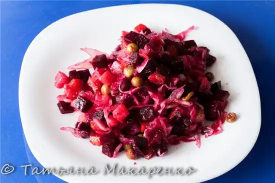 Винегрет с использованием насадки кубики для кухонной машины Kenwood