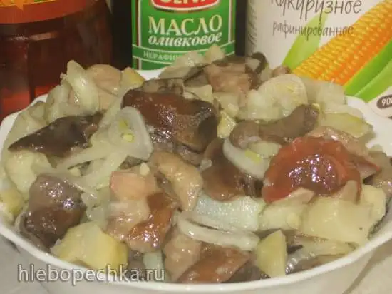 Салат с картошкой и солёными грибочками (постный)