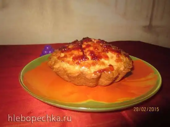 Кекс на рассоле с малиновым вареньем (постный)