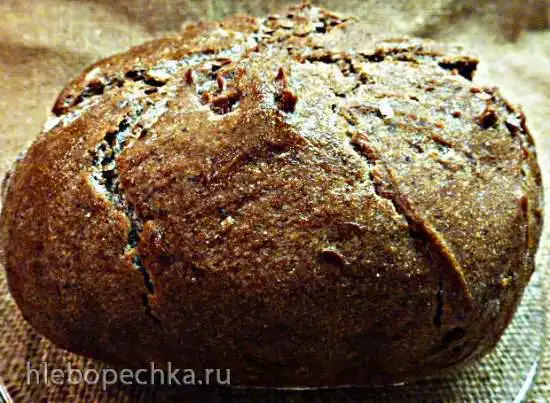 Ржано-пшеничный хлеб с льняной мукой на закваске, настое чайного гриба в хлебопечке
