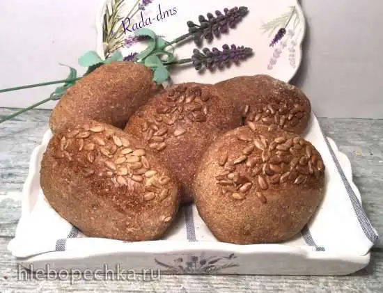 Булочки «Мышки» и хлеб (мультизерновые) из теста на закваске и опаре