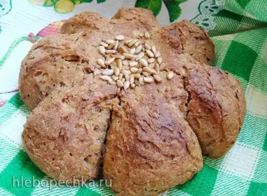 Пшеничный хлеб на ржано-льняной закваске, с отрубями и семенем льна