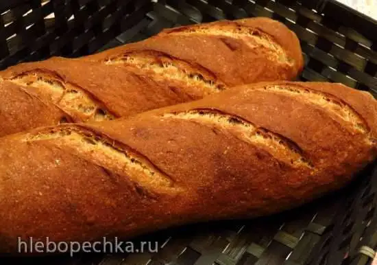 Багеты с цельнозерновой мукой на фруктовых жидких дрожжах