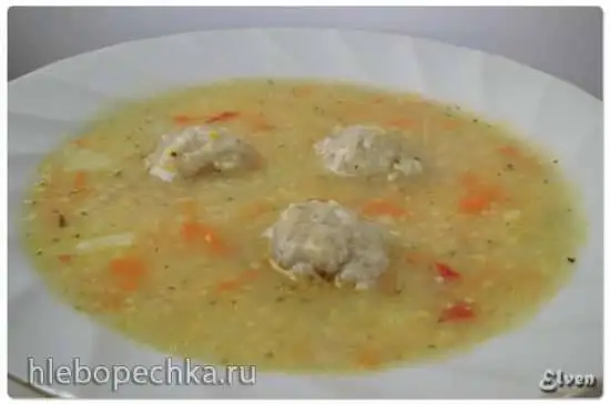 Суп с кукурузной крупой и фрикадельками