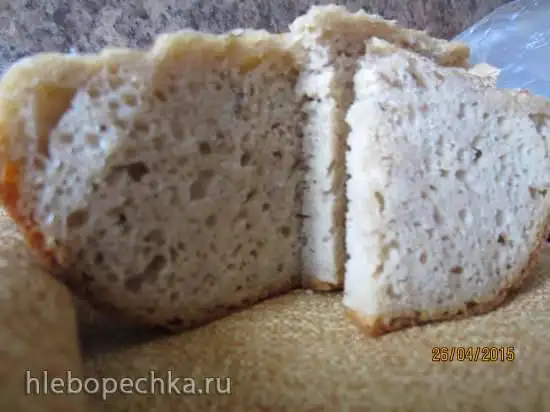 Пшеничный хлеб с полбяной мукой на ржаной закваске с кашей из пшеничной крупы (духовка)