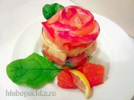 Закуска из семги и грейпфрута с овощами «Свежая роза»